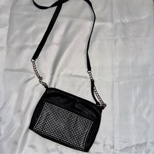 Black Rhinestone Glam Bling Crossbody Bag Purse